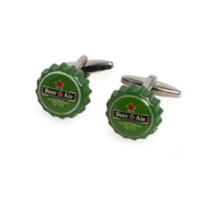 Bey Berk Beer Cap Rhodium-Plated Cufflinks