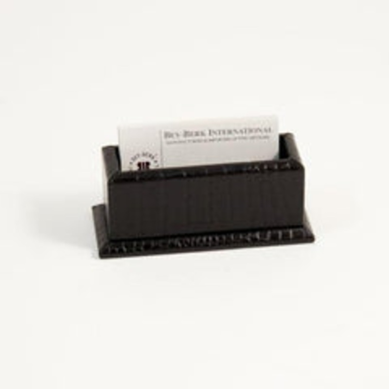 Bey Berk Black Croco Leather Business Card Holder