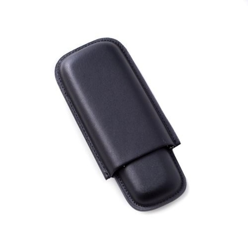 Bey Berk Black Leather Telescoping Two Cigar Case