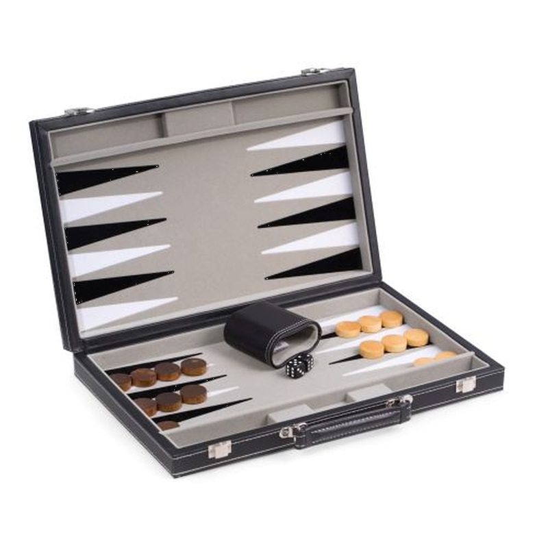 Bey Berk Black Leatherette 15 Backgammon Set