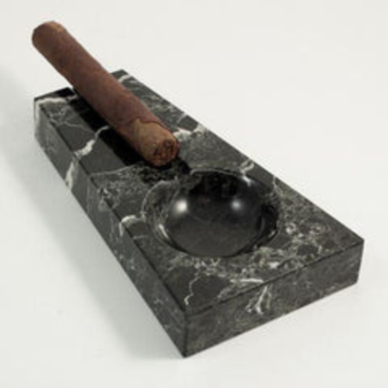 Bey Berk Black Zebra Marble Single Cigar Ashtray