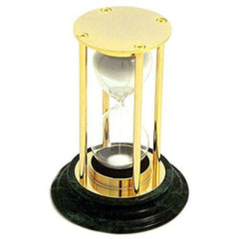Bey Berk Brass 15 Minute Sand Timer On Green Marble Base
