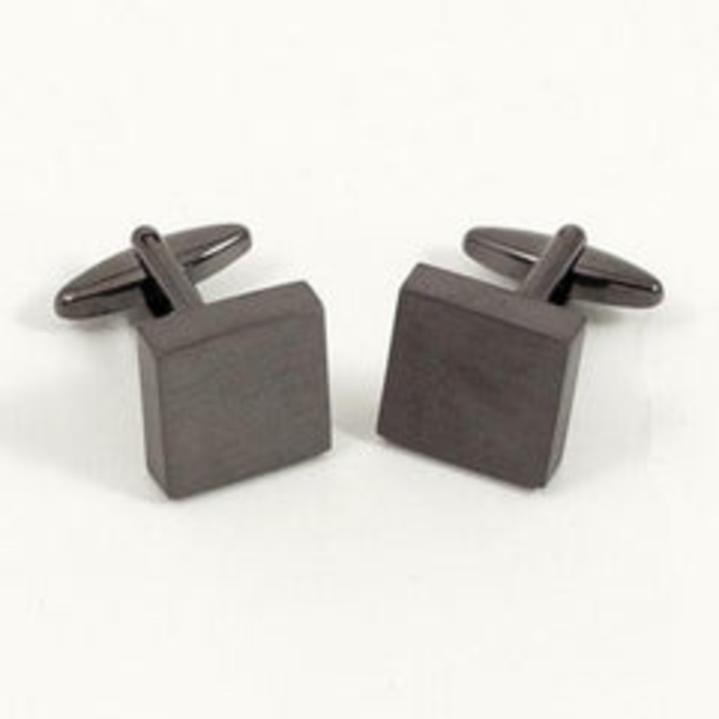 Bey Berk Brushed Gunmetal Square Cufflinks
