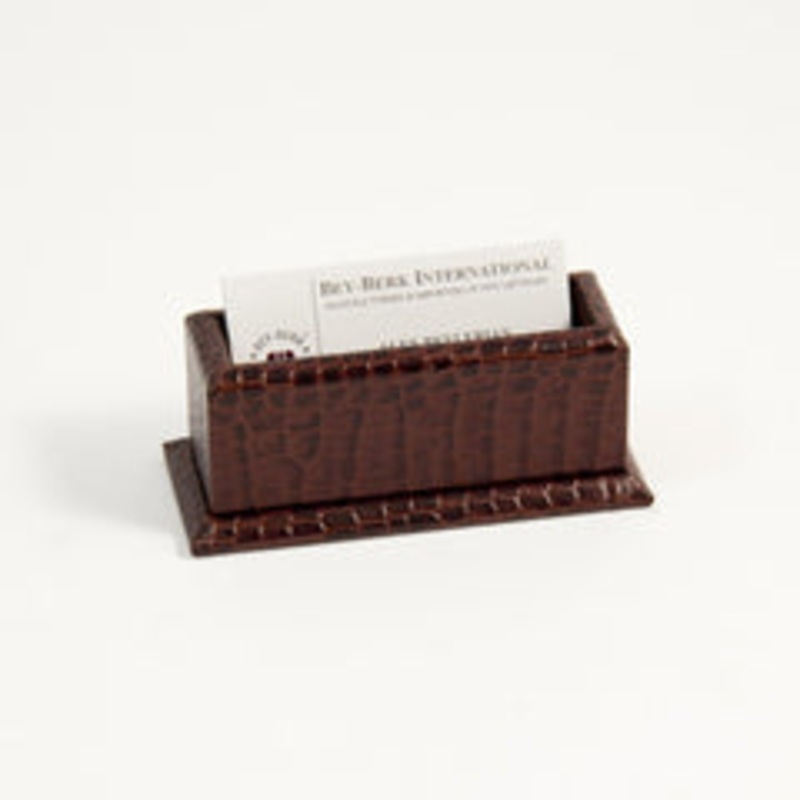 Bey Berk Businessential Card Holder Brown Croco Leather