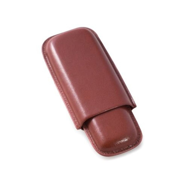 Bey Berk Cognac Leather Telescoping Two Cigar Case