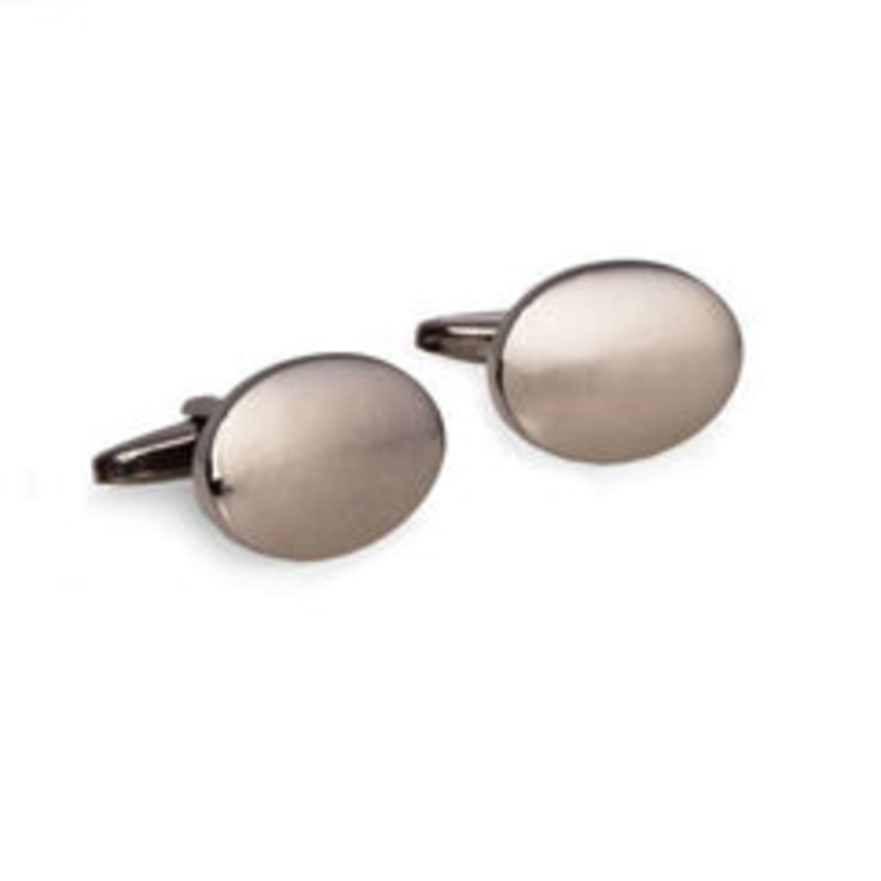 Bey Berk Gunmetal Finished Oval Cufflinks