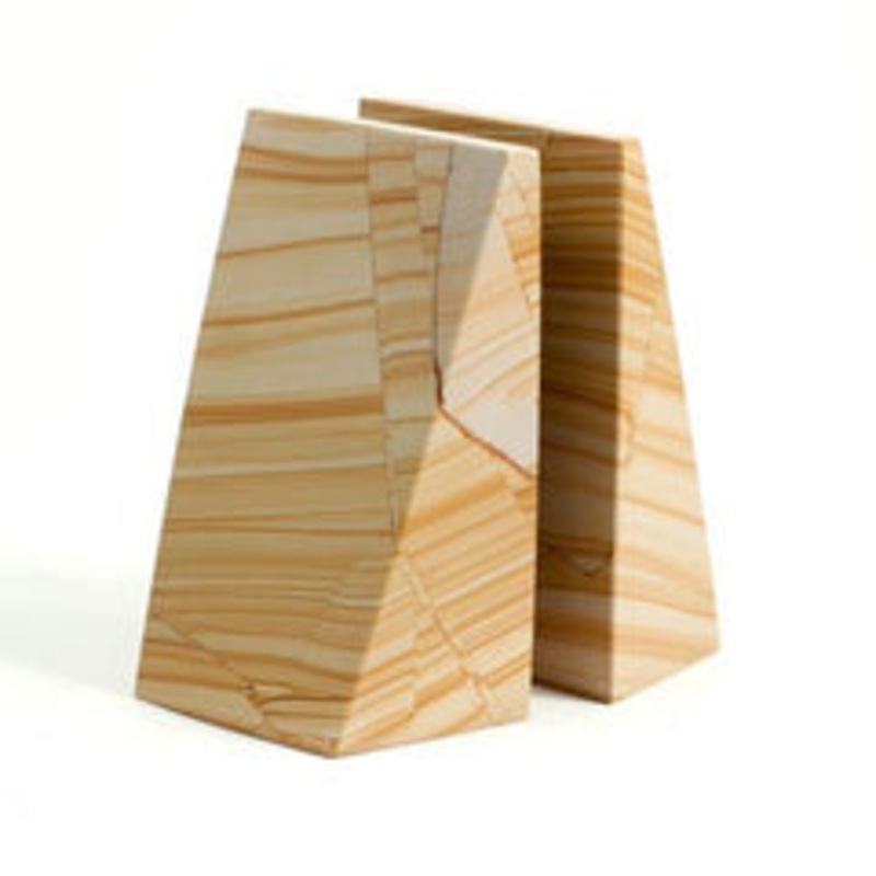 Bey Berk Handcrafted Natural Marble Bookends, Wedge Design,  Set of 2, 6 Tall