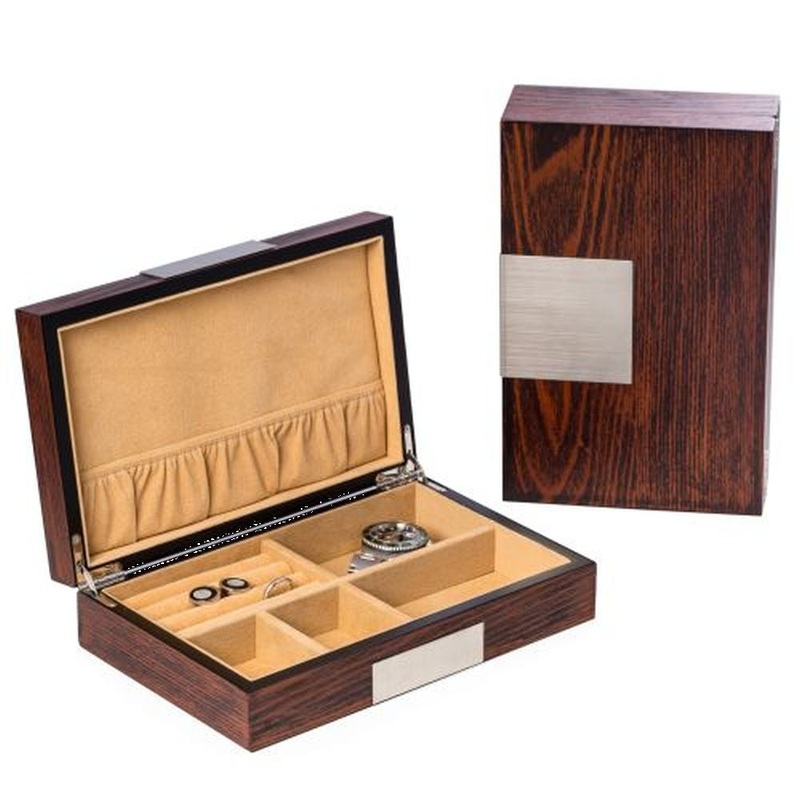 Bey Berk Lacquered  Natural Wood Valet Box