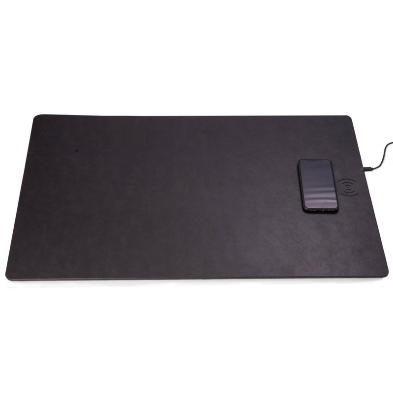 Bey Berk Leather Desk Blotter With Built In Wireless Charging Technology