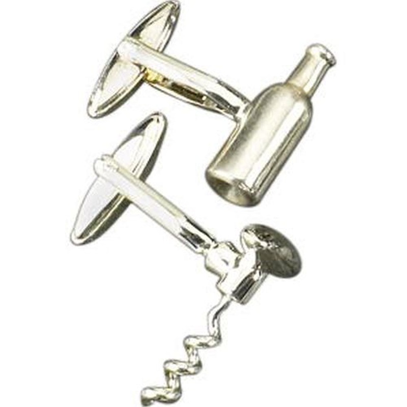 Bey Berk Rhodium Plated  Bottle Opener & Bottle Cufflinks