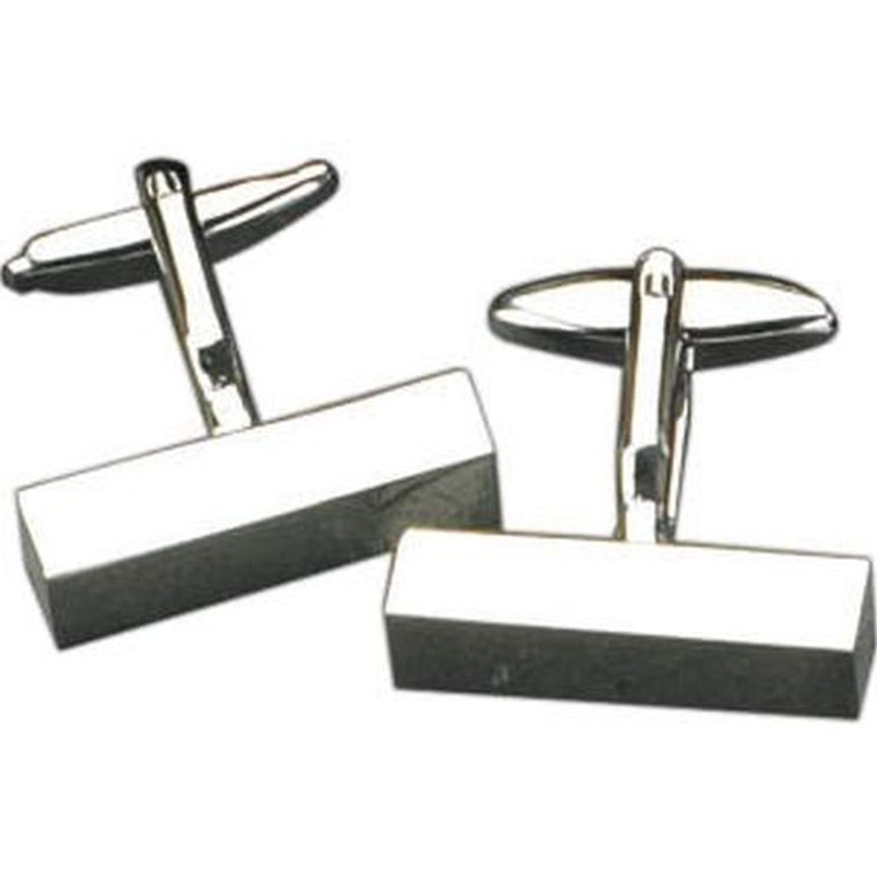 Bey Berk Rhodium Plated Cufflinks In Rectangular Bar Design