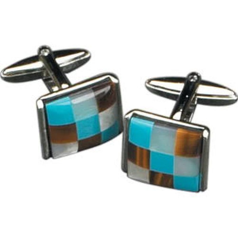 Bey Berk Rhodium Plated Cufflinks With Semi Precious Stones