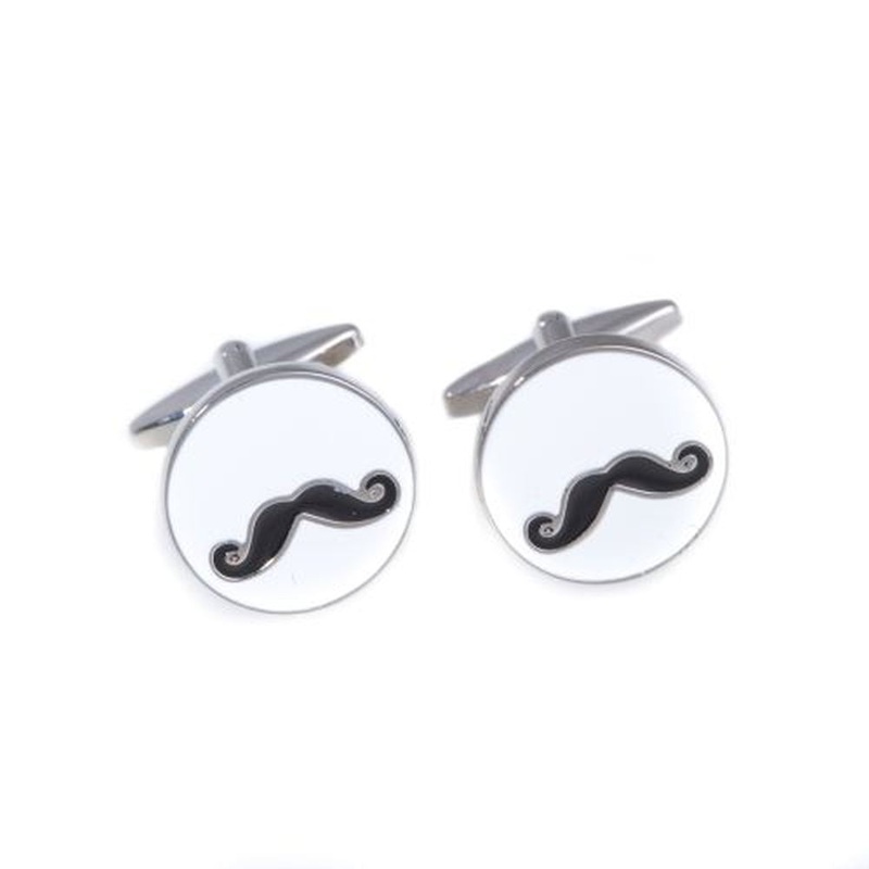 Bey Berk Rhodium Plated Mustache Cufflinks