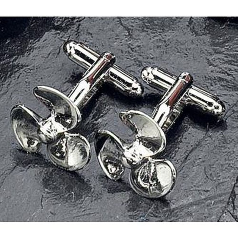 Bey Berk Rhodium Plated Propeller Cufflinks