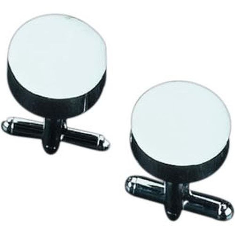 Bey Berk Rhodium Plated Round Cufflinks