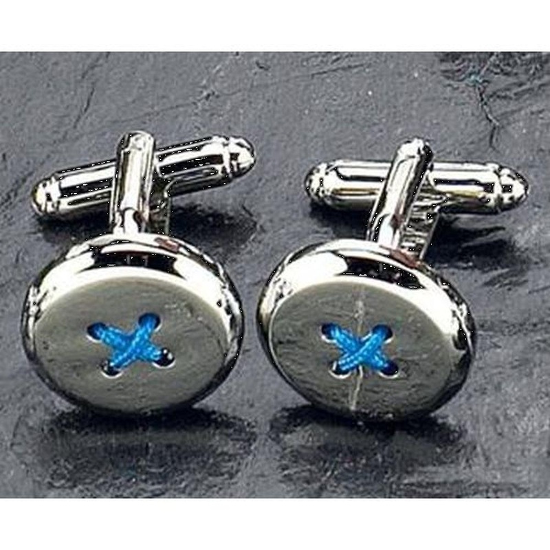 Bey Berk Rhodium Plated Round Cufflinks With Button Design