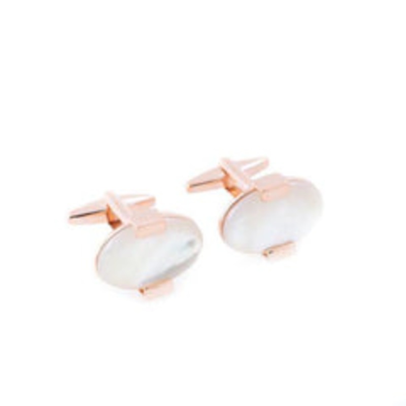 Bey Berk Rose Gold And Mother Of Pearl Oval Cufflinks