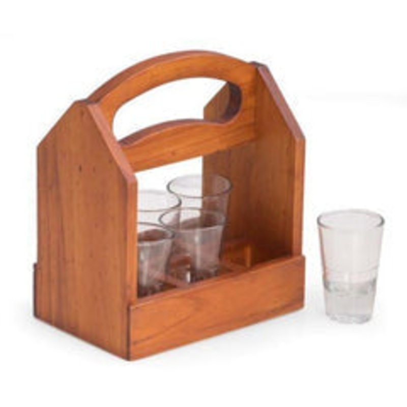 Bey Berk Solid Wood Shot Glass Caddy