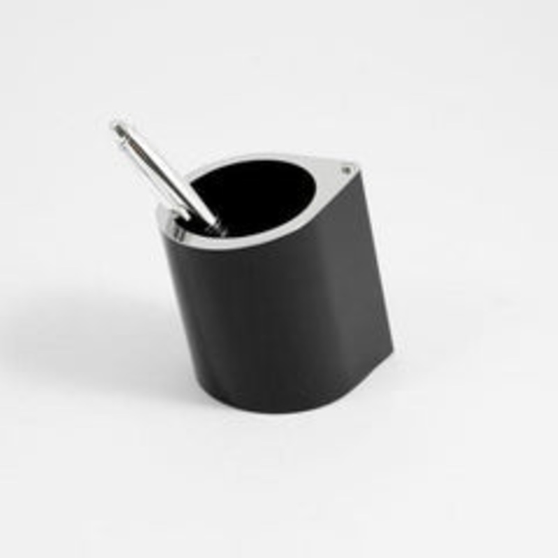 Bey Berk Stainless Steel Pen Cup With Black Enamel Finish
