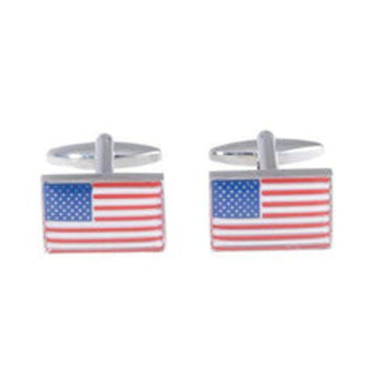 Bey Berk USA Flag Design Rhodium Plated Cufflinks
