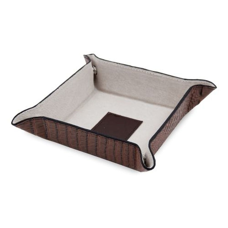 Brown Croco Leather Snap Valet, Pig Skin Leather Lining