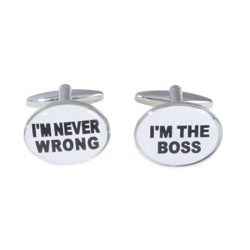 I’M The Boss & I’M Never Wrong Rhodium Plated Cufflinks