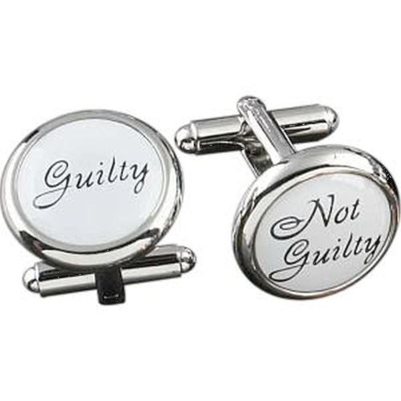 Rhodium Plated Round ‘Guilty & Not Guilty’ Cufflinks