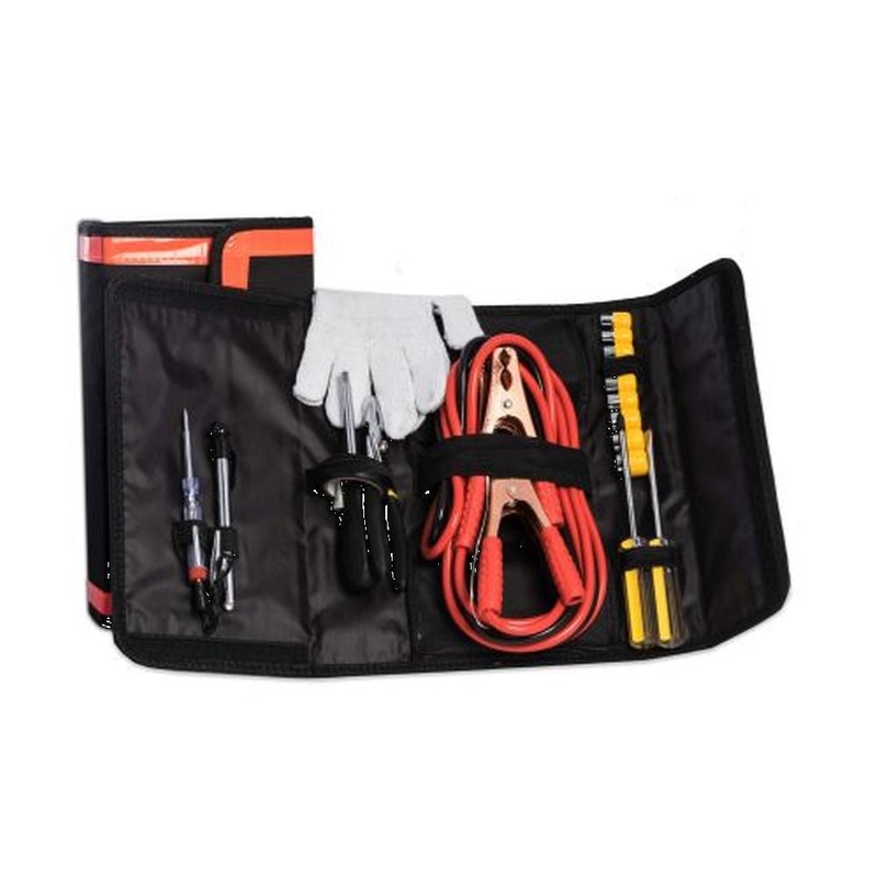 Bey Berk 11-Piece Car Emergency Tool Set in Canvas Case