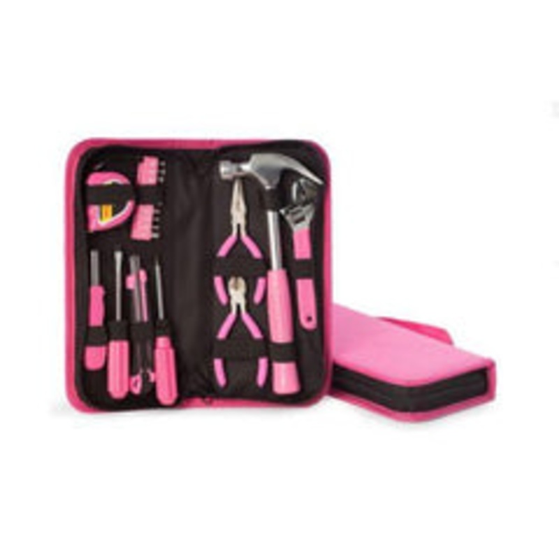 Bey Berk 20 Pc Lady’s Tool Set in Zippered Pink Canvas Case
