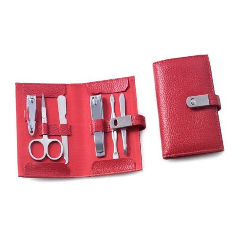 Bey Berk 6 Piece Manicure Set In Red Leather Case