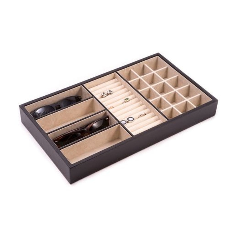 Bey Berk Black Leather Open Face Valet Tray