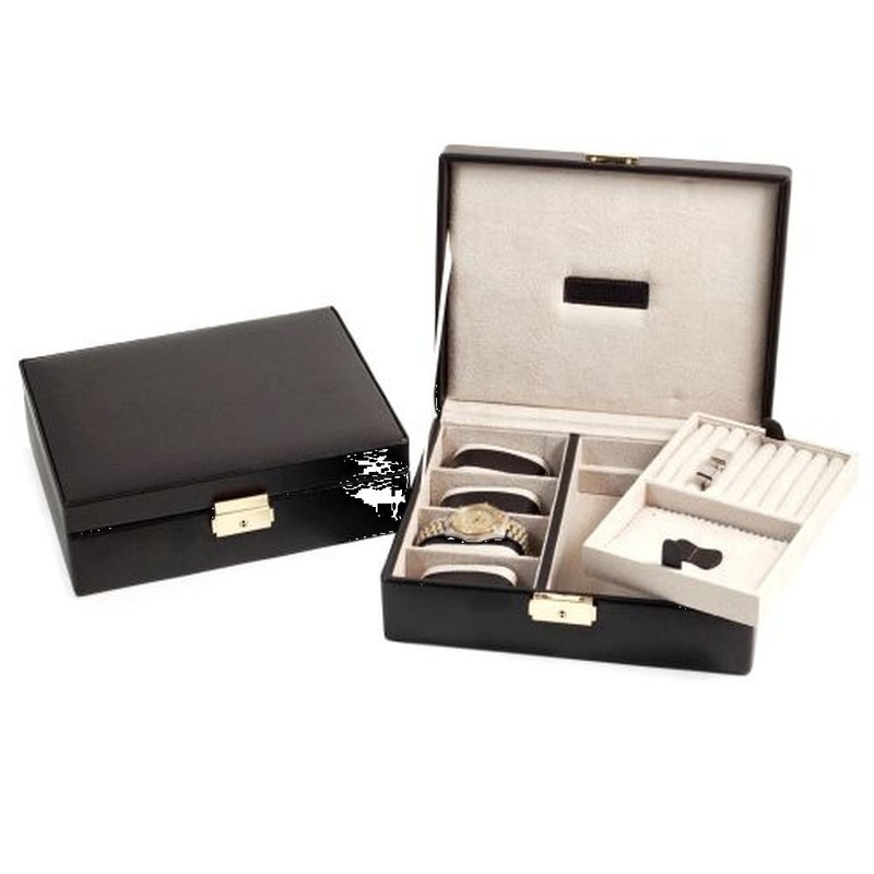 Bey Berk Brown Leather 4 Watch Case & Valet, Velour Lined