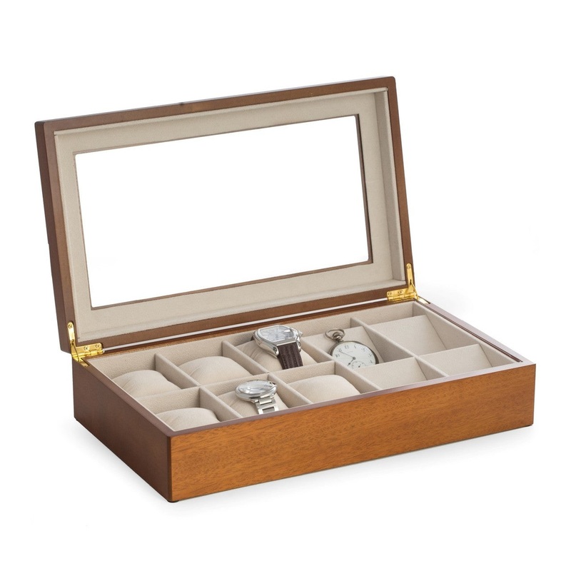 Bey Berk Cherry Wood Six Watch & 4 Pocket Watch Storage Box