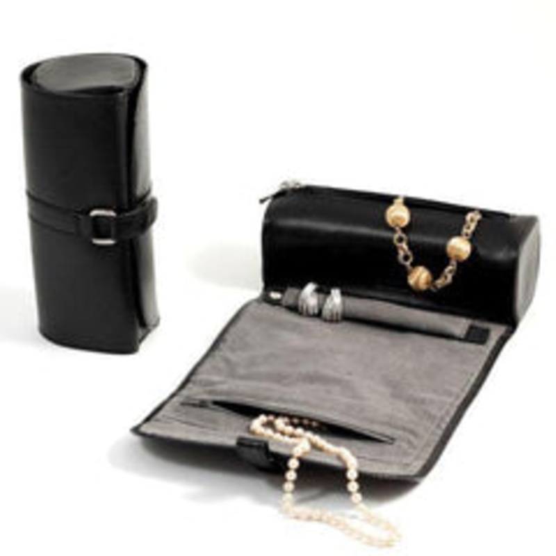 Bey Berk  Jewelry Roll, Black Leather