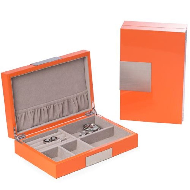 Bey Berk Lacquered  Orange Wood Valet Box