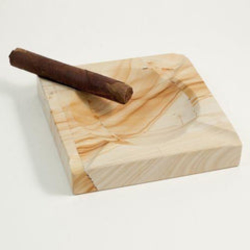 Bey Berk Square Natural Marble Four Cigar Ashtray