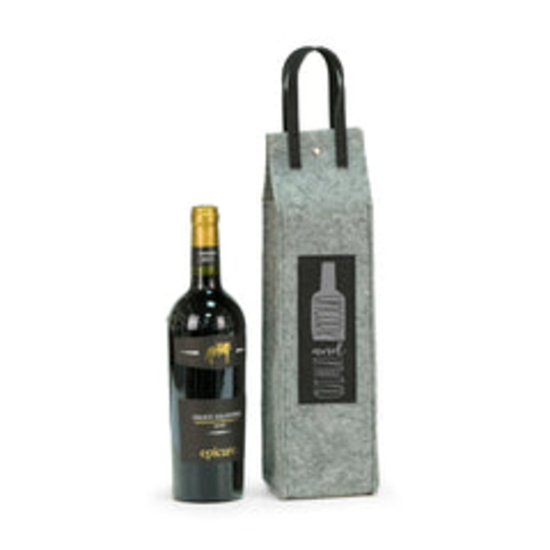 Bey Berk Uncork & Unwind Felt Wine Tote With Black Accents