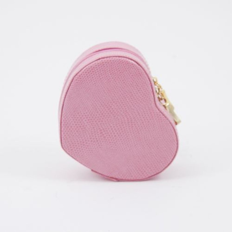 Pink Lizard Leather Small Heart Shaped Jewelry Box