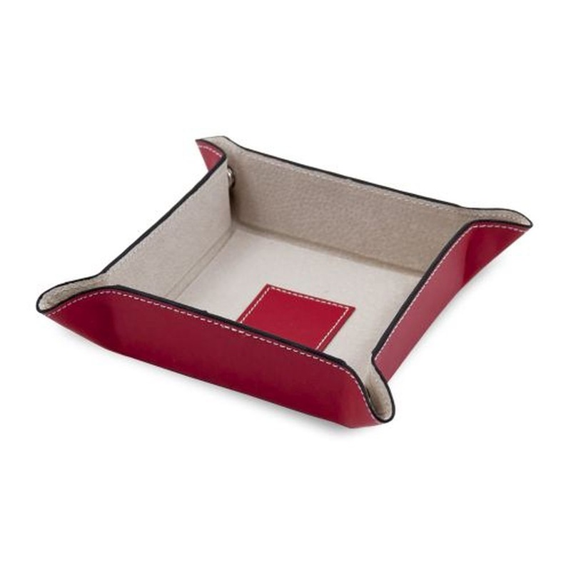 Red Leather Snap Valet With Pig Skin Leather Lining