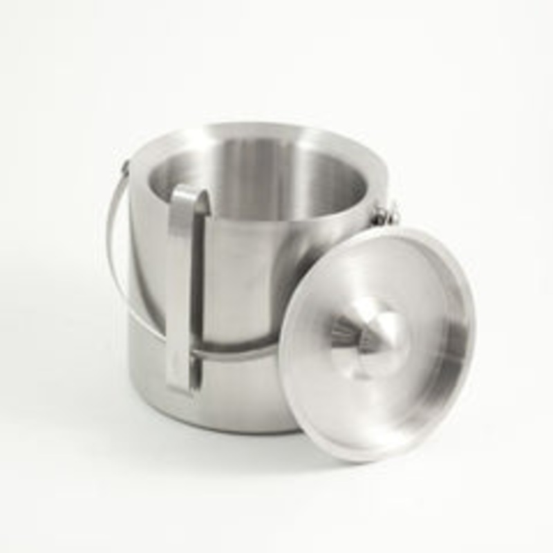 Stainless Steel Double Wall Ice Bucket With Lid & Tong