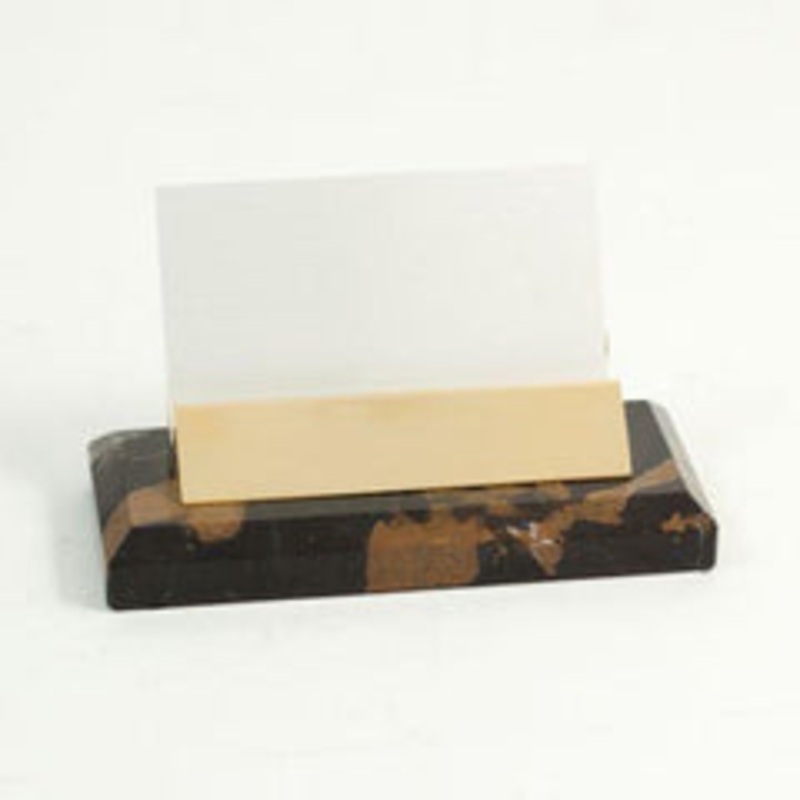 Tiger Eye Marble With Gold Plated Business Card Holder