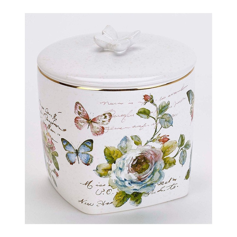 Avanti Linens Butterfly Garden Shower Jar – White