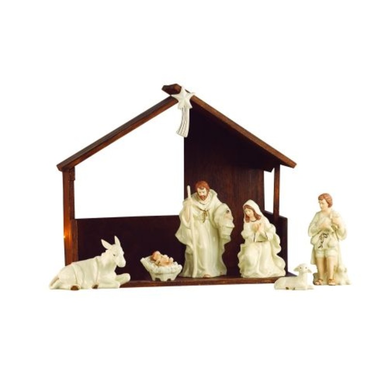 Belleek Holiday Collection Nativity Set, White, China, 22 x 16 x 20