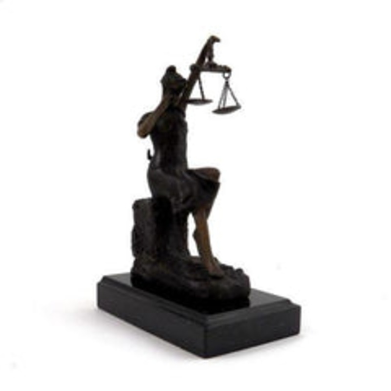 Bey Berk Bronze Crying Lady Justice Sculpture On Marble Base