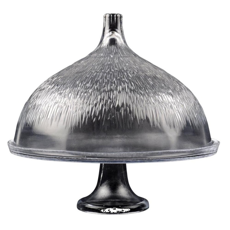 BIDKHome Glass Footed Cake Plate w/ Dome- ST – Transparent