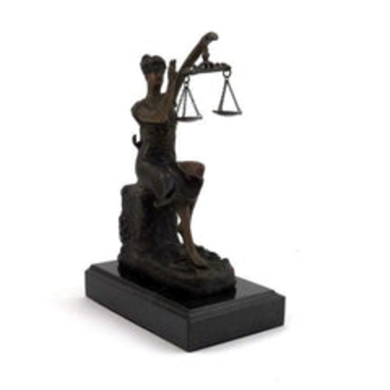 Bronze Victorious Lady Justice Sculpture On Marble Base