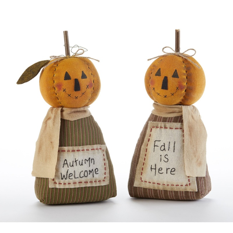 Delton 10 Plaid Pumpkin Sack Stump Figurine, 2 Assorted