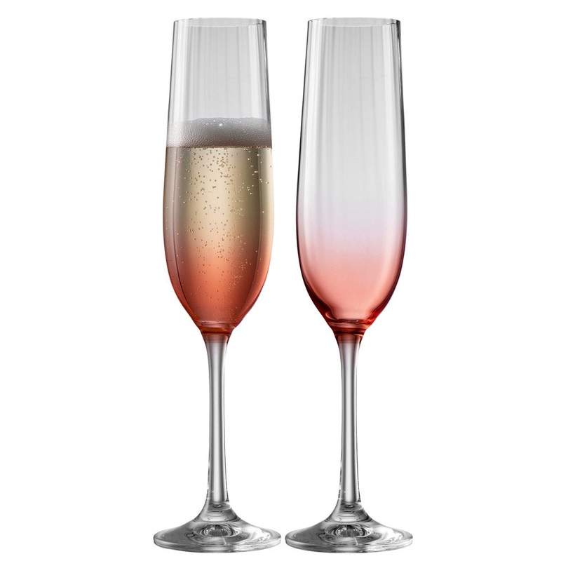Galway Erne Flute, Set of 2 in Blush, Glass