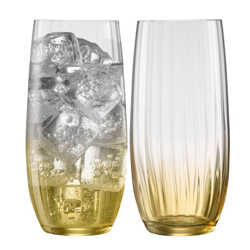 Galway Erne Hiball Glass, Set of 2 in Amber, Glass