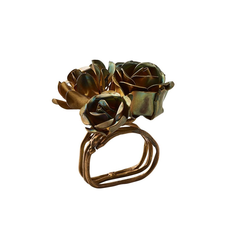 Kim Seybert Bouquet Napkin Ring In Gold, Brass, 2.5 x 2.75 x 3